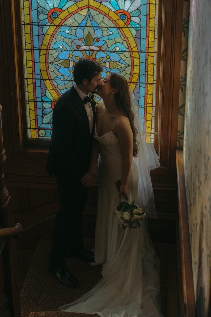 editorial wedding photos, falkirk cultural center wedding, editorial poses, museum, california werdding photographer, stained glass wedding photos